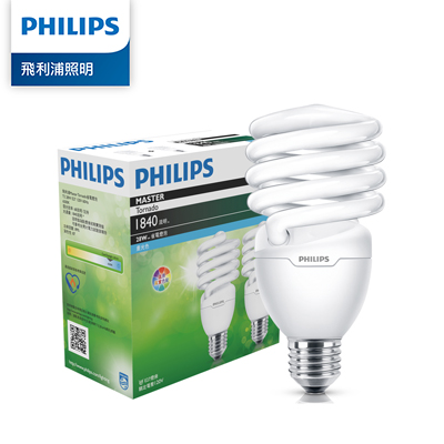Philips 飛利浦 28W 螺旋省電燈泡-白光6500K 2入裝 (PR903) 福利品